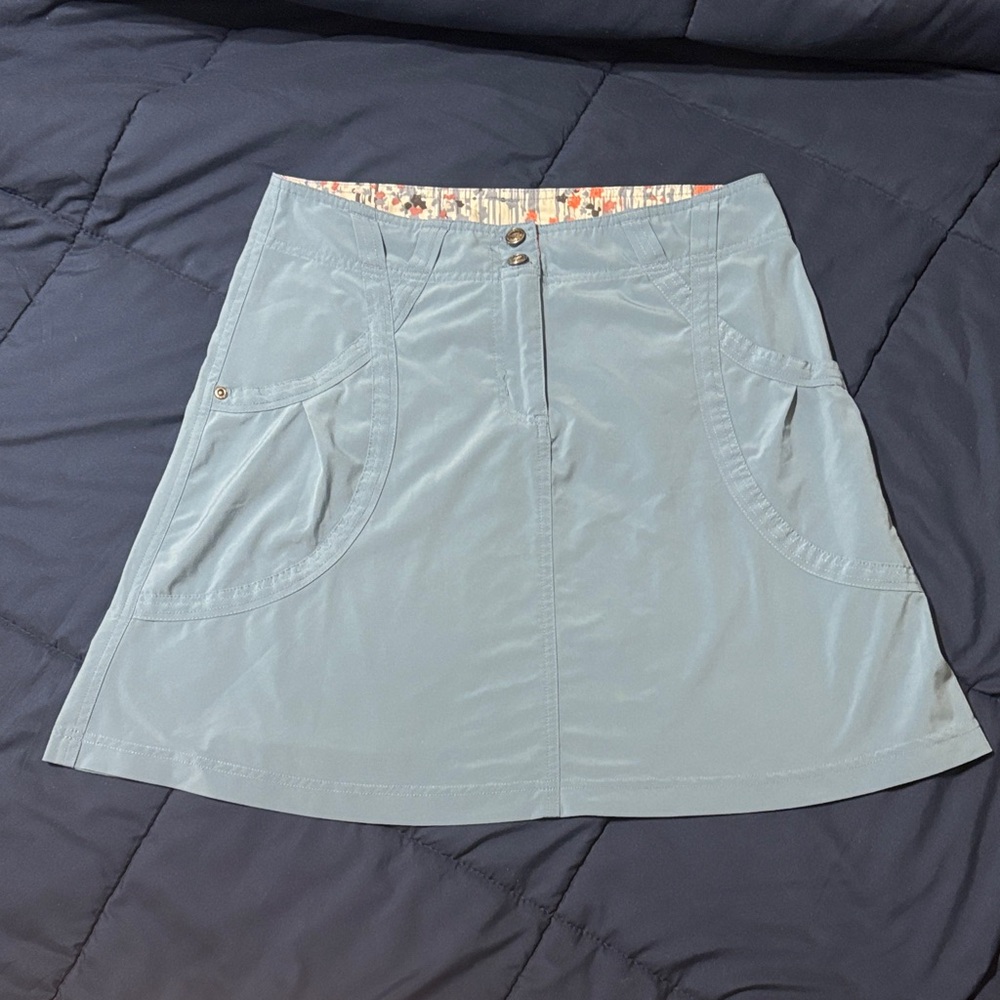 Exofficio Slate Blue Skirt with Curved Pocket Detail